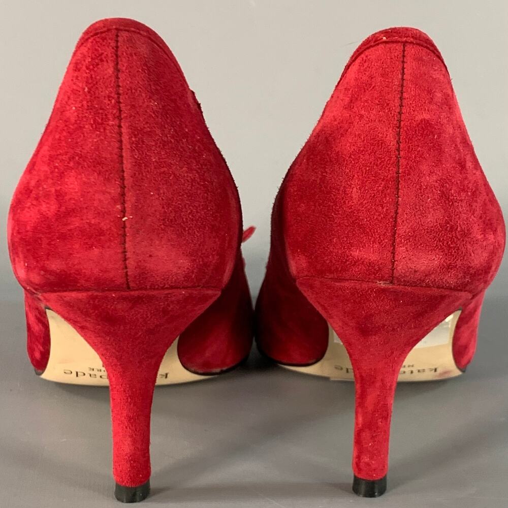 KATE SPADE Size 7.5 Burgundy Suede Floral Applique Kitten Heel Pumps - Picture 3 of 8